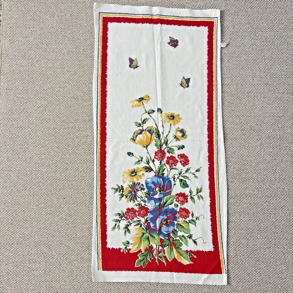 Vintage Startex Kitchen Tea‎ Towel Butterflies & Florals